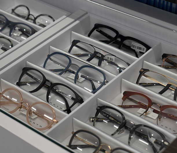 A variety of glasses featured in our diplay case