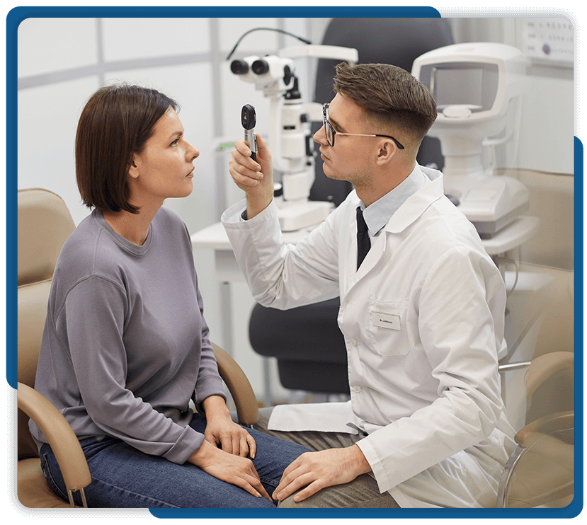 Doctor examine patient eye at Standard Optical