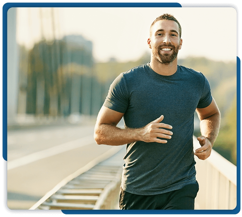 Men happy while running