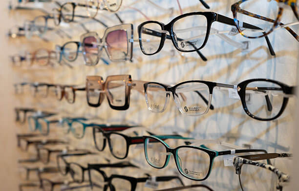 A wall of glasses at Standard Optical.